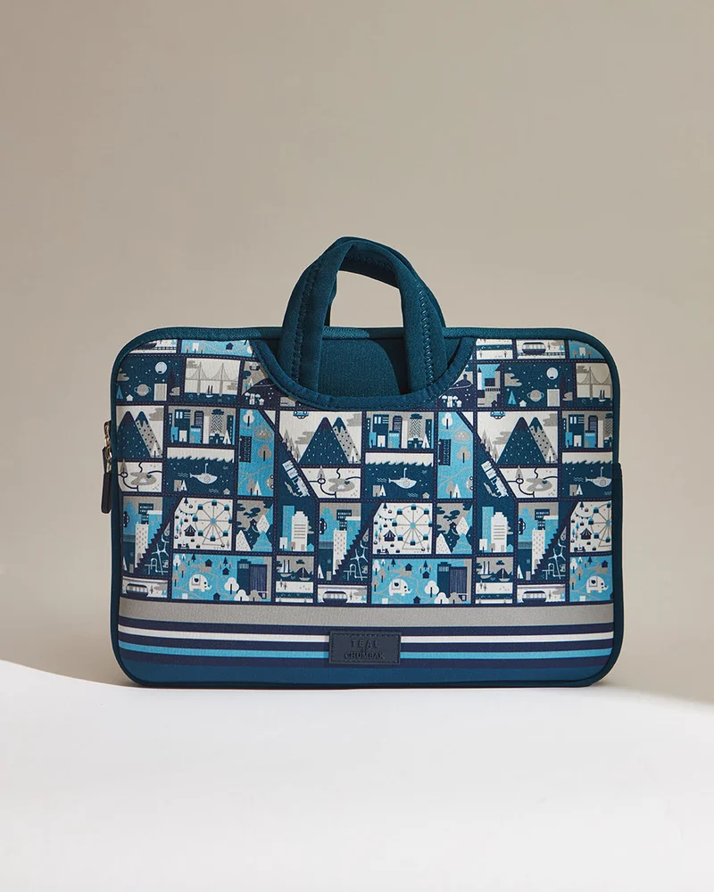Chumbak Teal By Chumbak Amusement Park Laptop Sleeve - 15Inch